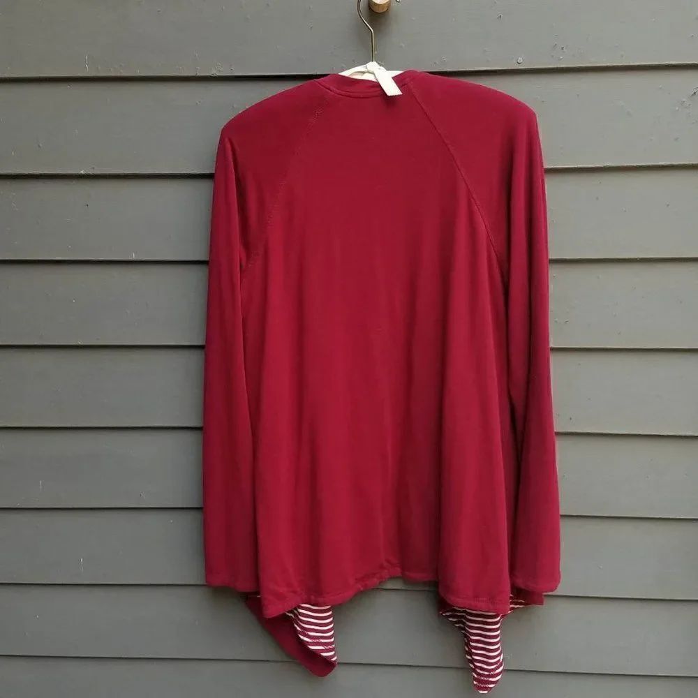 Hawthorne Deep Red Open Front Cardigan Size Medium - Picture 2 of 8